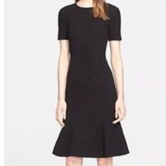 St John dress caviar by St John textured stretch size 8 short sleeve midi - Picture 1 of 8